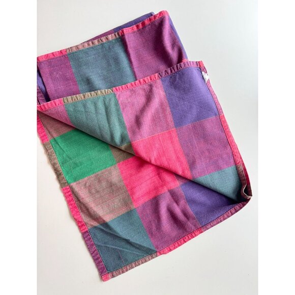 Vintage DANSK Ritva Puotila Bright Pink Purple Jumbo Check 42" x 63" Tablecloth - Picture 9 of 11